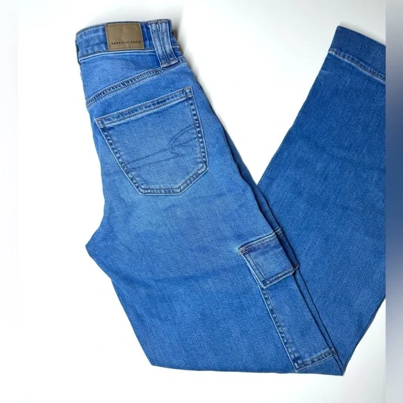 American Eagle Women's Dreamy Drape Super High Rise Baggy Wide Leg Jeans Size-24